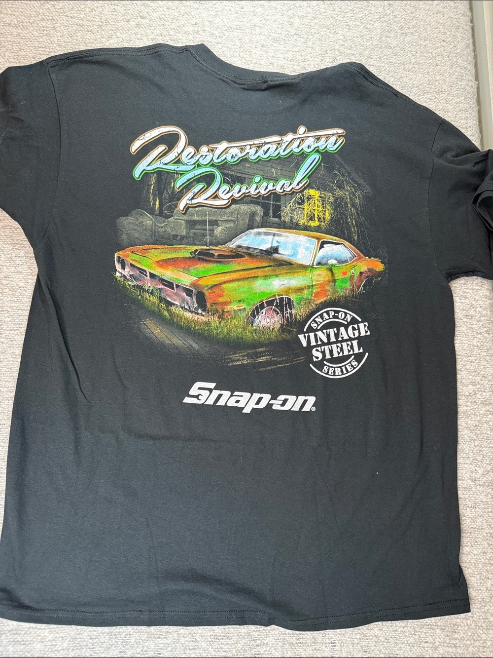 Snap Men's Black 'Restoration Revival' Graphic T-Shirt Size XL No Tags Vintage